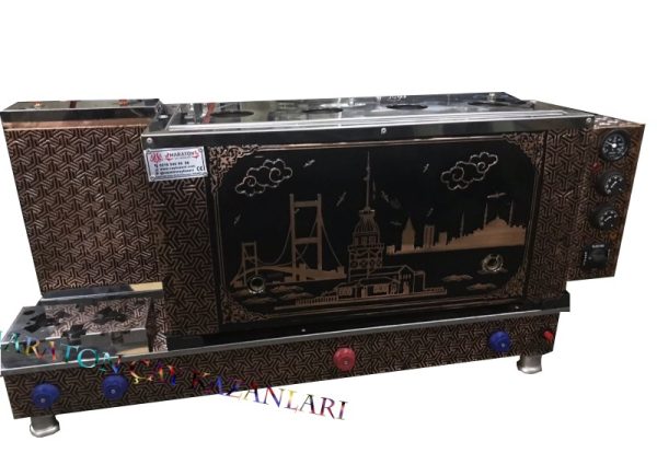 Dört Demlikli Bakır Çay Kazanı