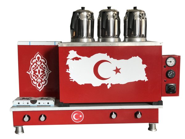 Üç Demlikli Statik Boyalı Çay Kazanı