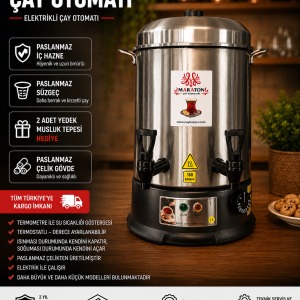 Paslanmaz-cift-musluk-cay-otomatlari Çay Otomatı 120 Bardak Çay Makinesi
