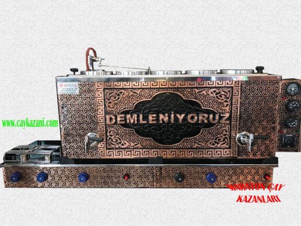 bes-demlikli-cay-kazani-bakir-isleme Beş Demlikli Bakır Çay Kazanı