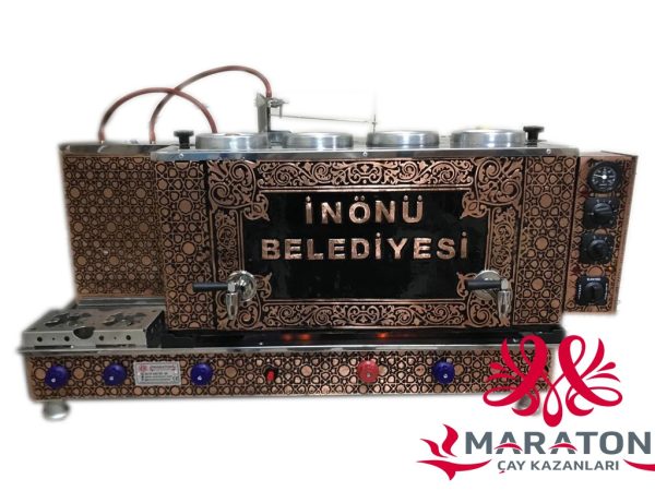 Dört Demlikli Bakır Çay Kazanı