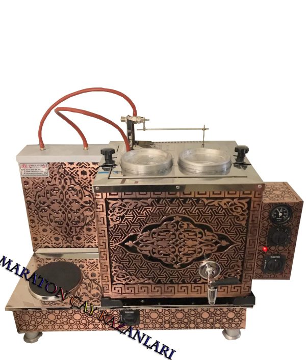 İki Demlikli Elektrikli Bakır Çay Kazanı