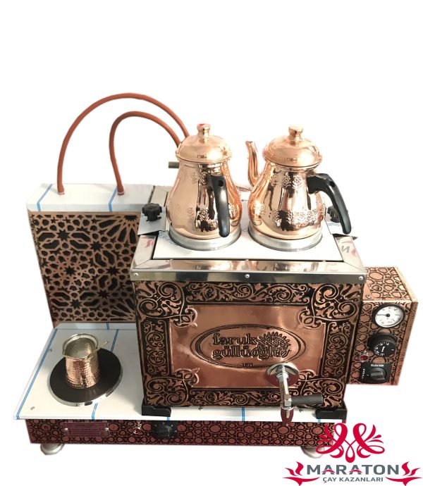 İki Demlikli Elektrikli Bakır Çay Kazanı
