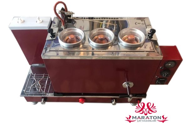 Üç Demlikli Statik Boyalı Çay Kazanı