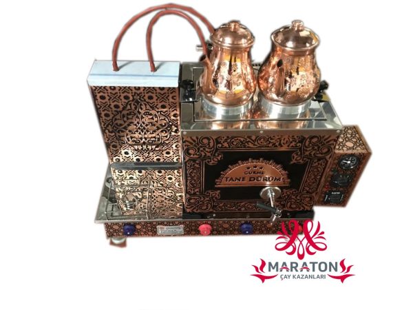 İki Demlikli Elektrikli Bakır Çay Kazanı