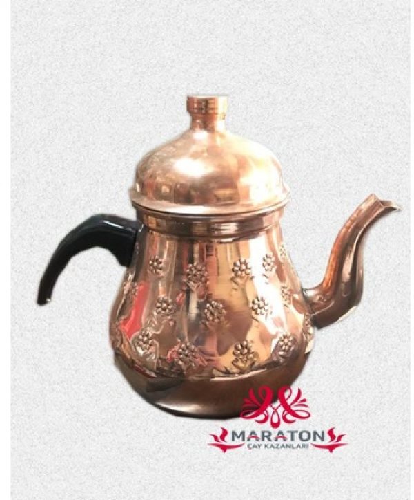 Bakır Demlik Desenli İşlemeli