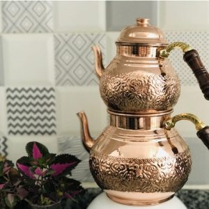 Bakır Çaydanlık Takımı Alt Üst İki Parça
