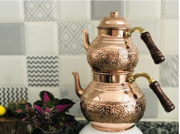 bakir-caydanlik-demlik Bakır Çaydanlık Takımı Alt Üst İki Parça