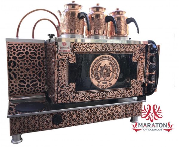 Üç Demlikli Elektrikli Bakır Çay Kazanı