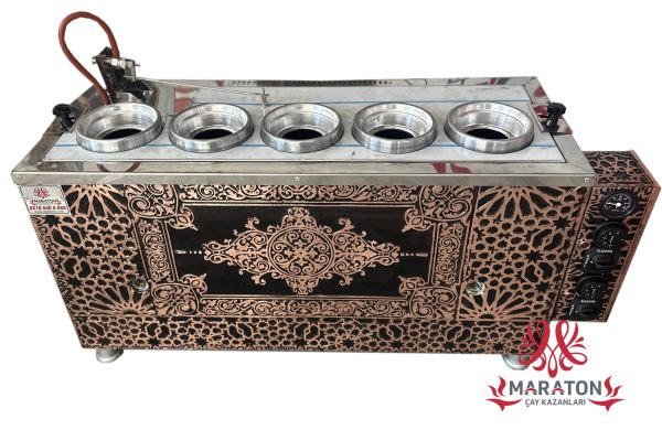 Elektrikli Bakır Çay Kazanı Beş Demlikli