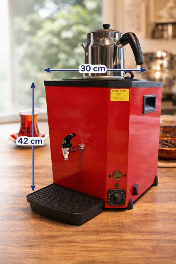 tek-demlik-cay-kazani Tek Demlikli Elektrikli Ofis Tipi Çay Kazanı – 12 Litre | İzolasyonlu & Otomatik Sistem