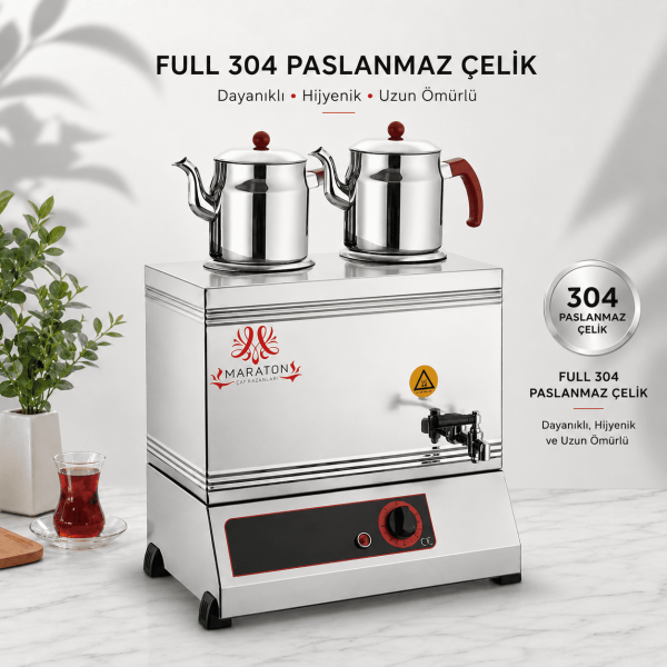 paslanmaz-25lik-cay-kazani İki Demlikli 304 25lik Paslanmaz Çay Kazanı